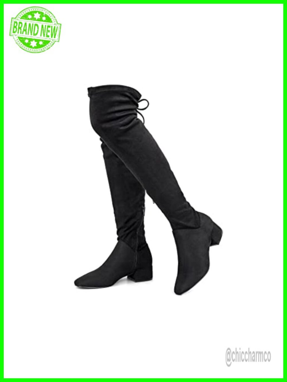 Women's Over Knee High Boots Warm Winter Vegan Suede Block Heel Lace Up